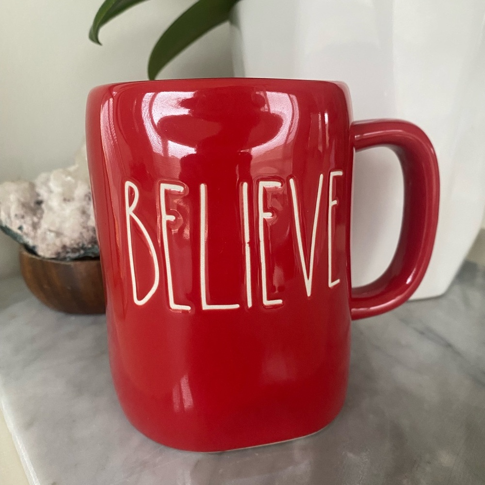 Rae Dunn Red 'Believe' Mug